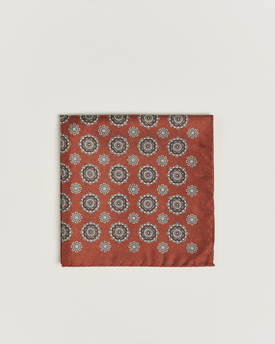 Herren | Neue Produktbilder | Amanda Christensen | Silk Twill Printed Flower Pocket Square Rost