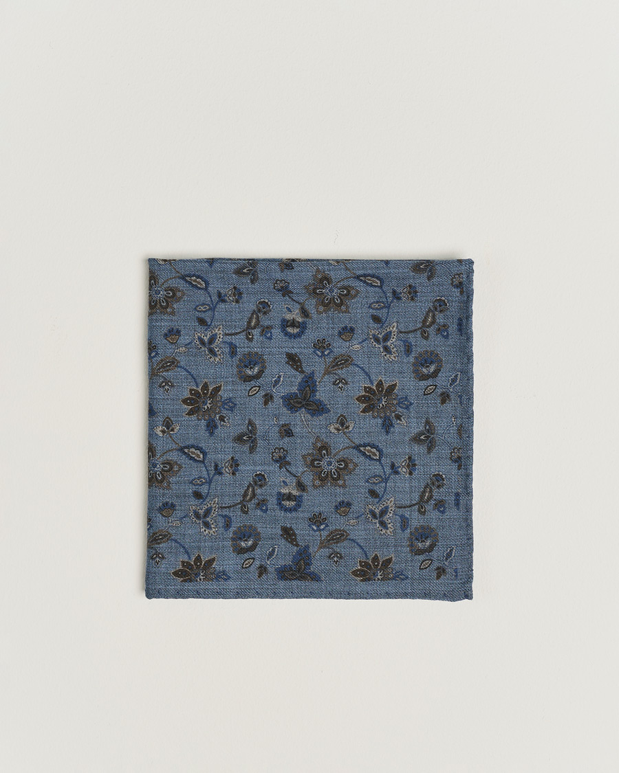 Herren |  | Amanda Christensen | Wool Flannel Printed Flower Pocket Square Blue