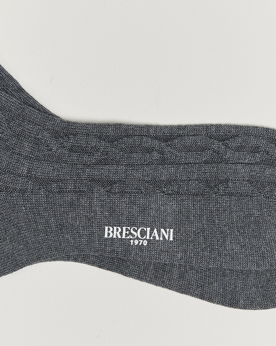 Herren |  | Bresciani | Link Ribbed Wool Socks Light Grey