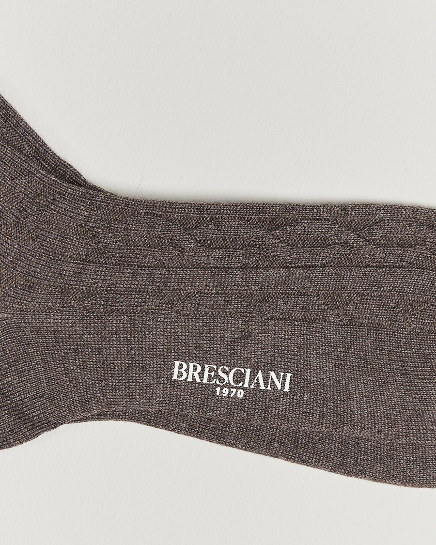 Herren |  | Bresciani | Link Ribbed Wool Socks Taupe