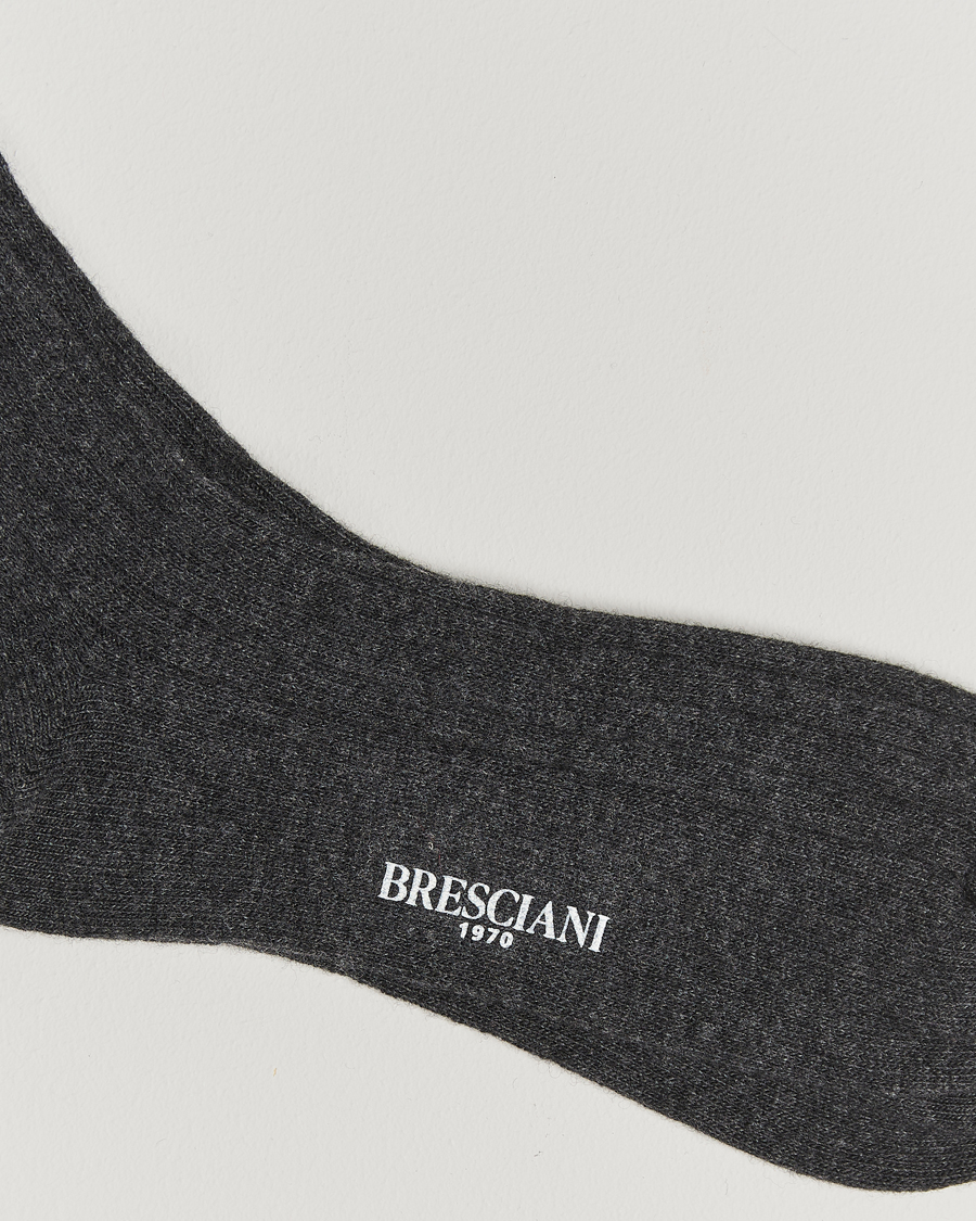 Herren |  | Bresciani | Wool/Cashmere Ribbed Socks Dark Grey