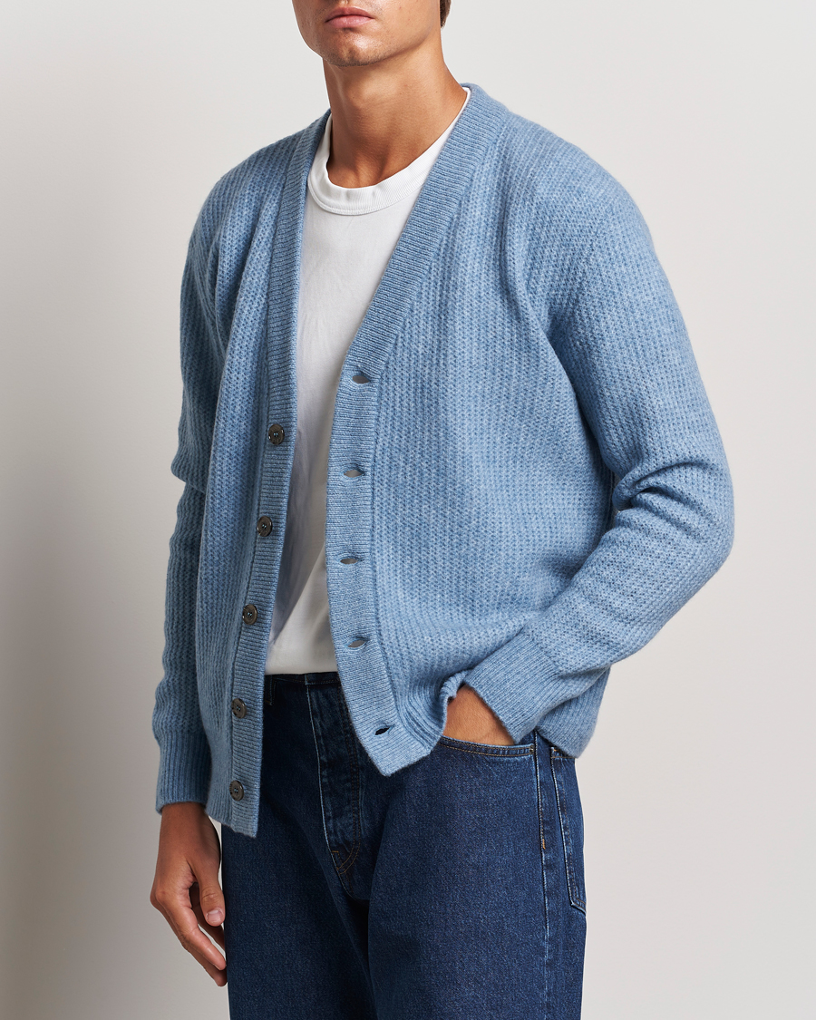 Herren |  | Altea | Soft Rib Stich Cardigan Light Blue