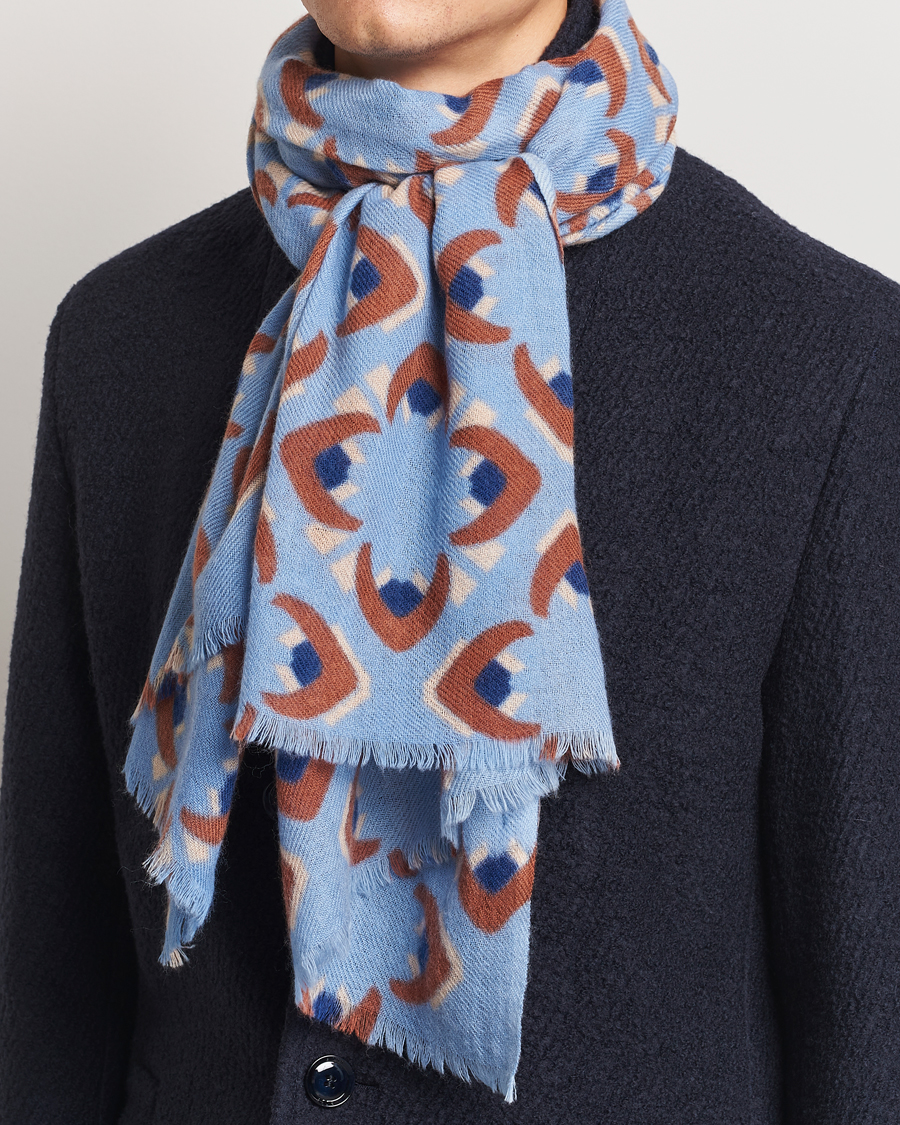 Herren |  | Altea | Printed Wool/Cashmere Scarf Light Blue