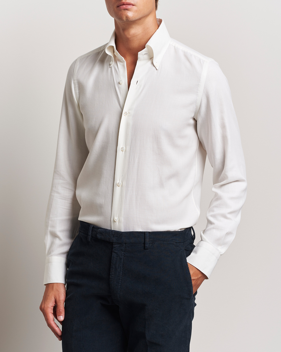 Herren |  | Finamore Napoli | Milano Slim Cashmere BD Shirt White