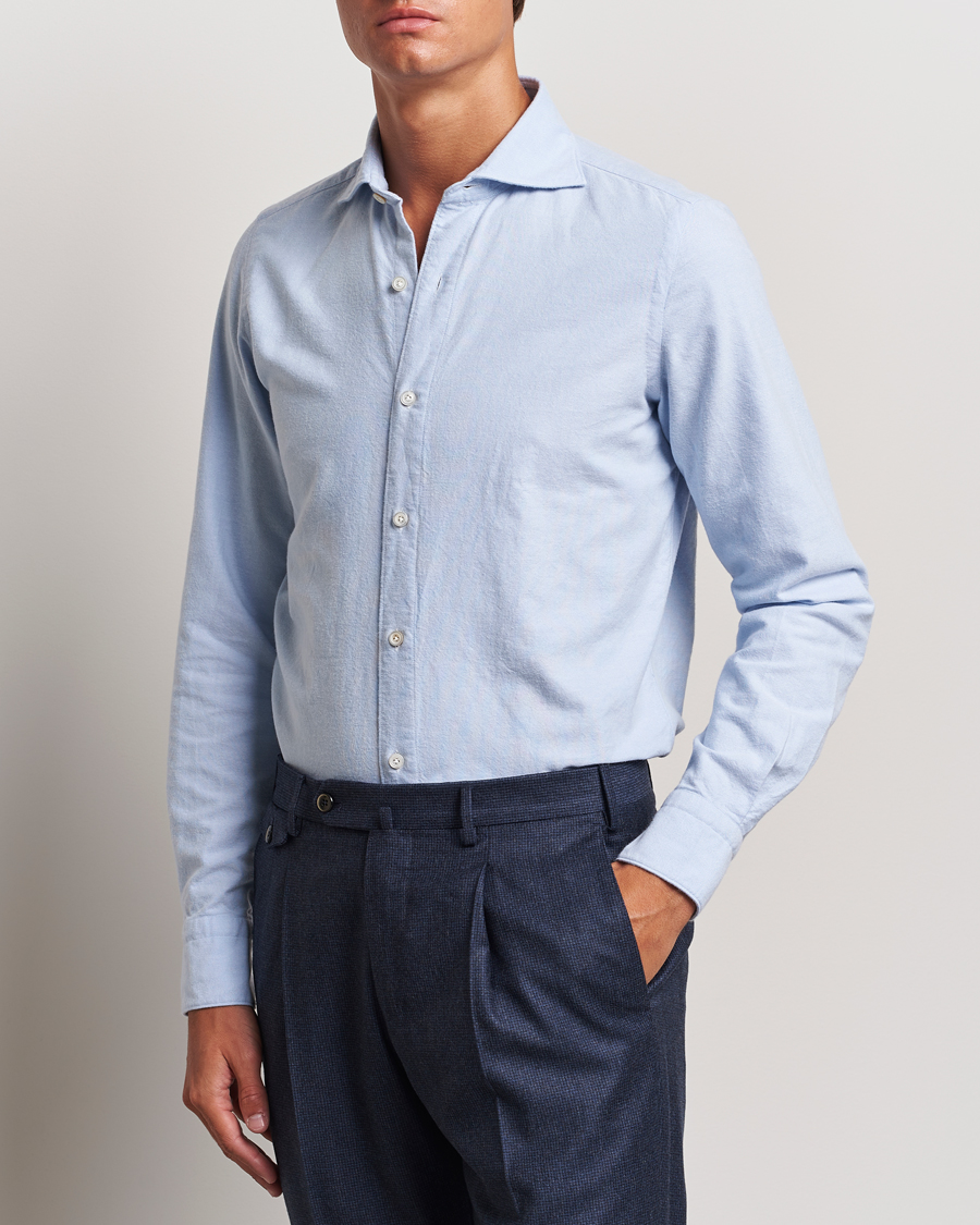 Herren | Oxfordhemden | Finamore Napoli | Gaeta Brushed Oxford Shirt Light Blue
