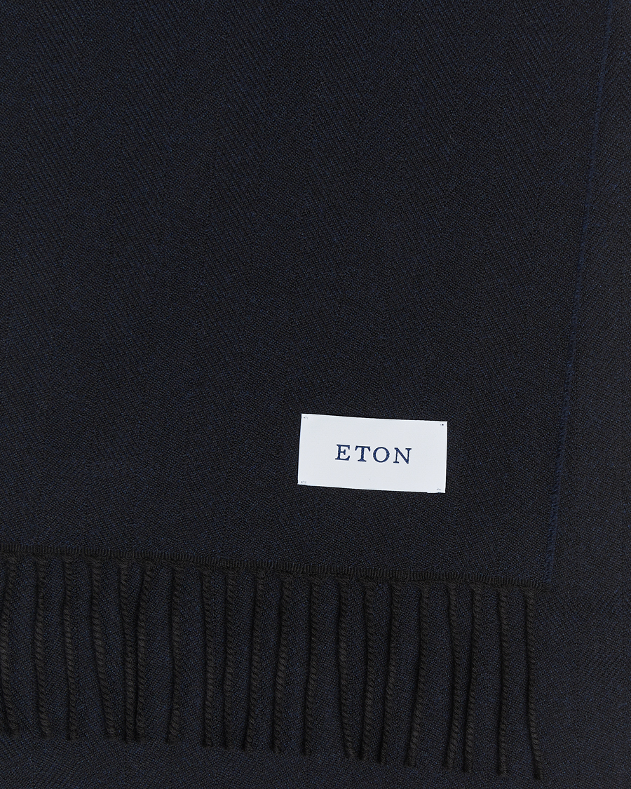 Herren |  | Eton | Merino Wool Herringbone Scarf Navy Blue