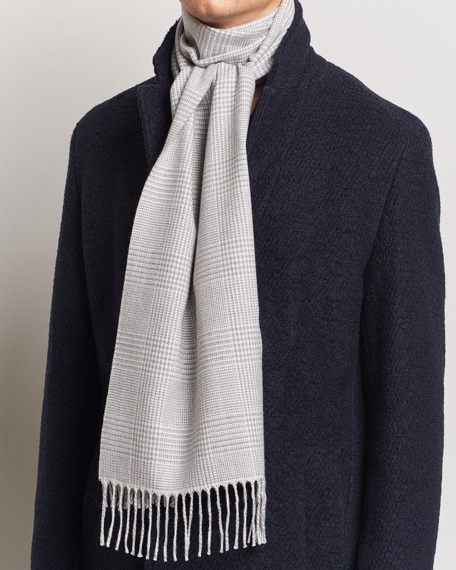 Herren |  | Eton | Merino Wool Prince Of Wales Scarf Grey