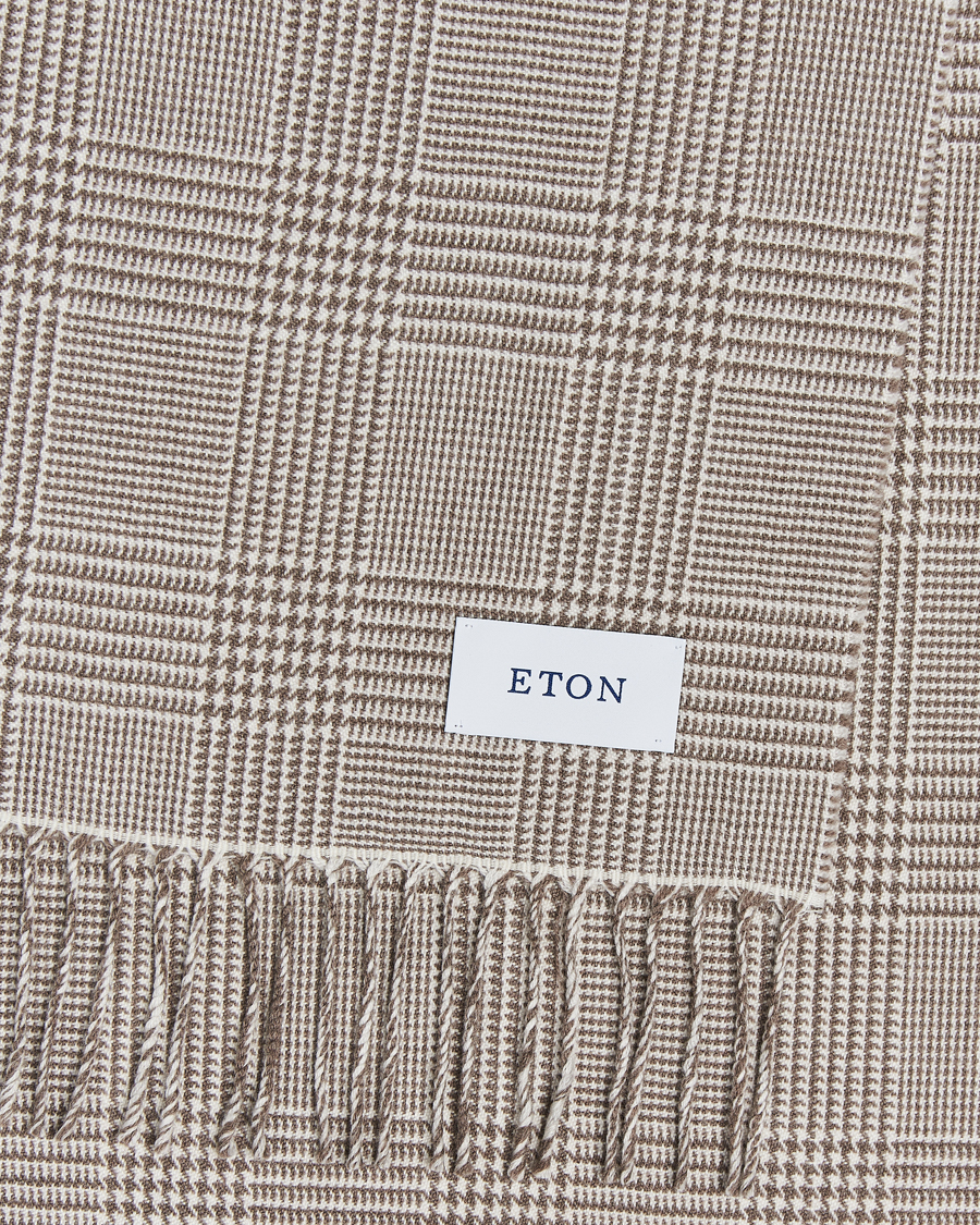 Herren |  | Eton | Merino Wool Prince Of Wales Scarf Beige