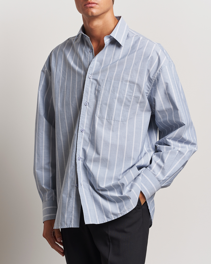 Herren |  | Filippa K | Striped Cotton Poplin Shirt Blue/White