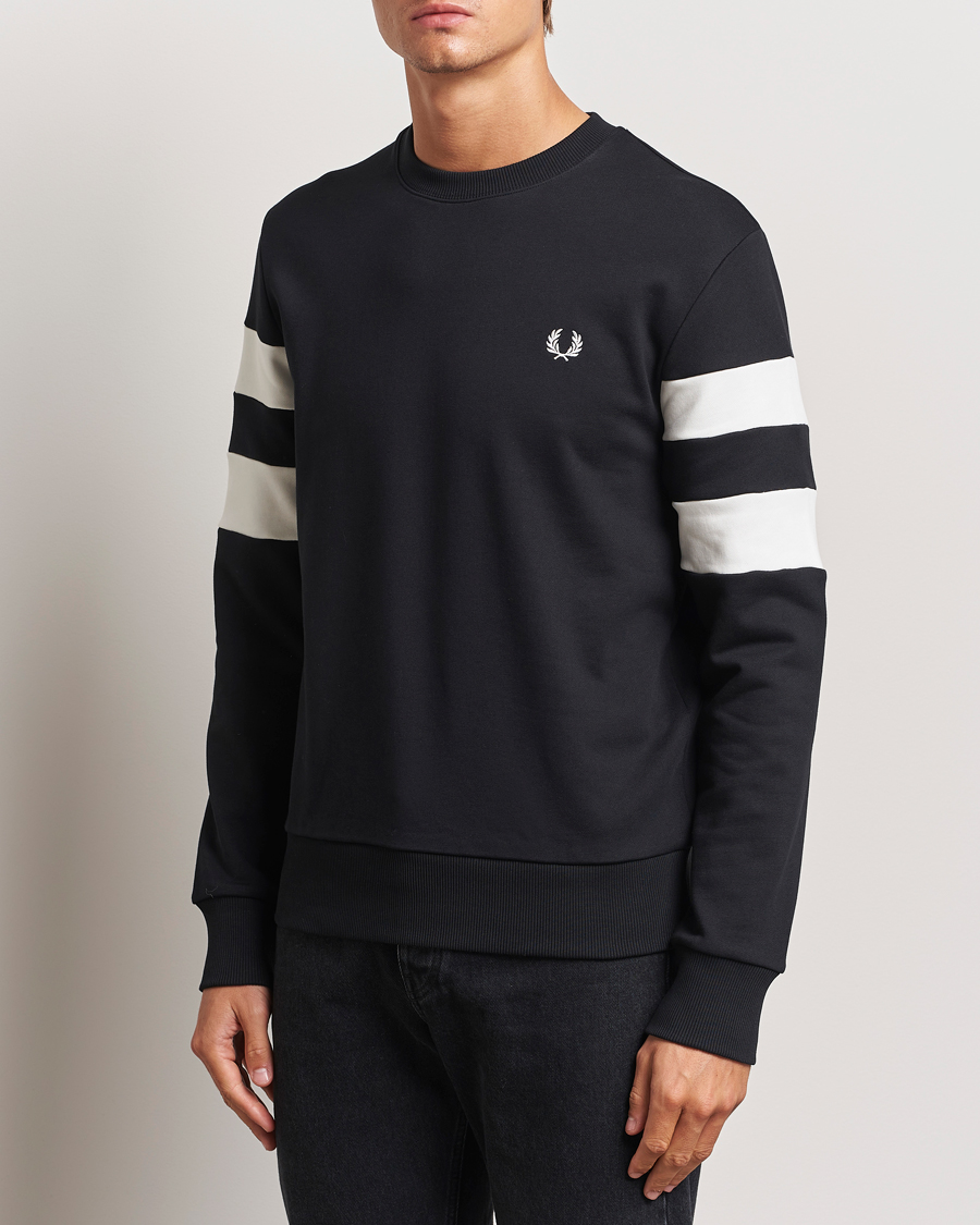 Herren | Sweatshirts | Fred Perry | Tipped Sleeve Crew Neck Sweatshirt Black