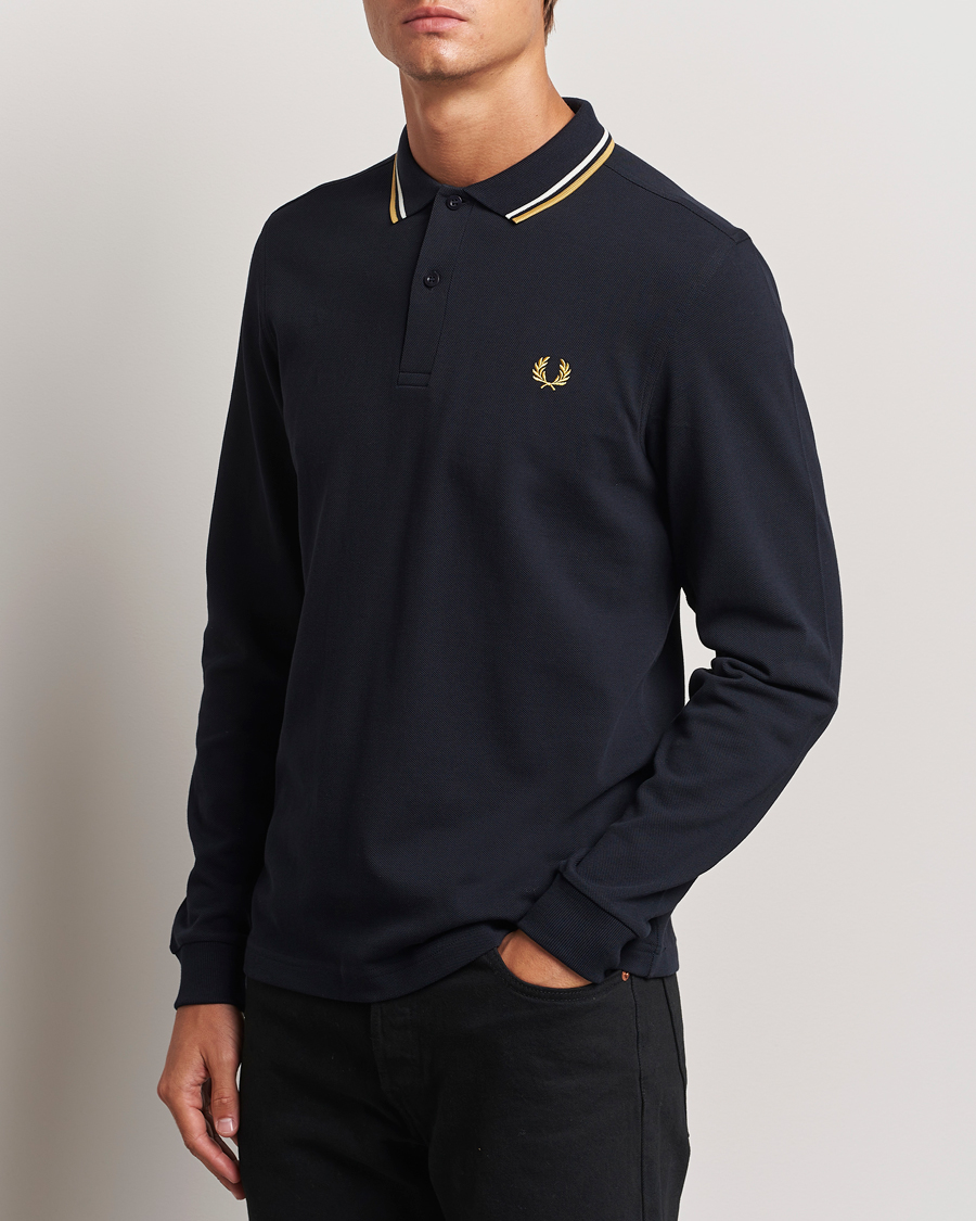 Herren | Langarm-Poloshirts | Fred Perry | Twin Tipped Long Sleeve Polo Shirt Navy