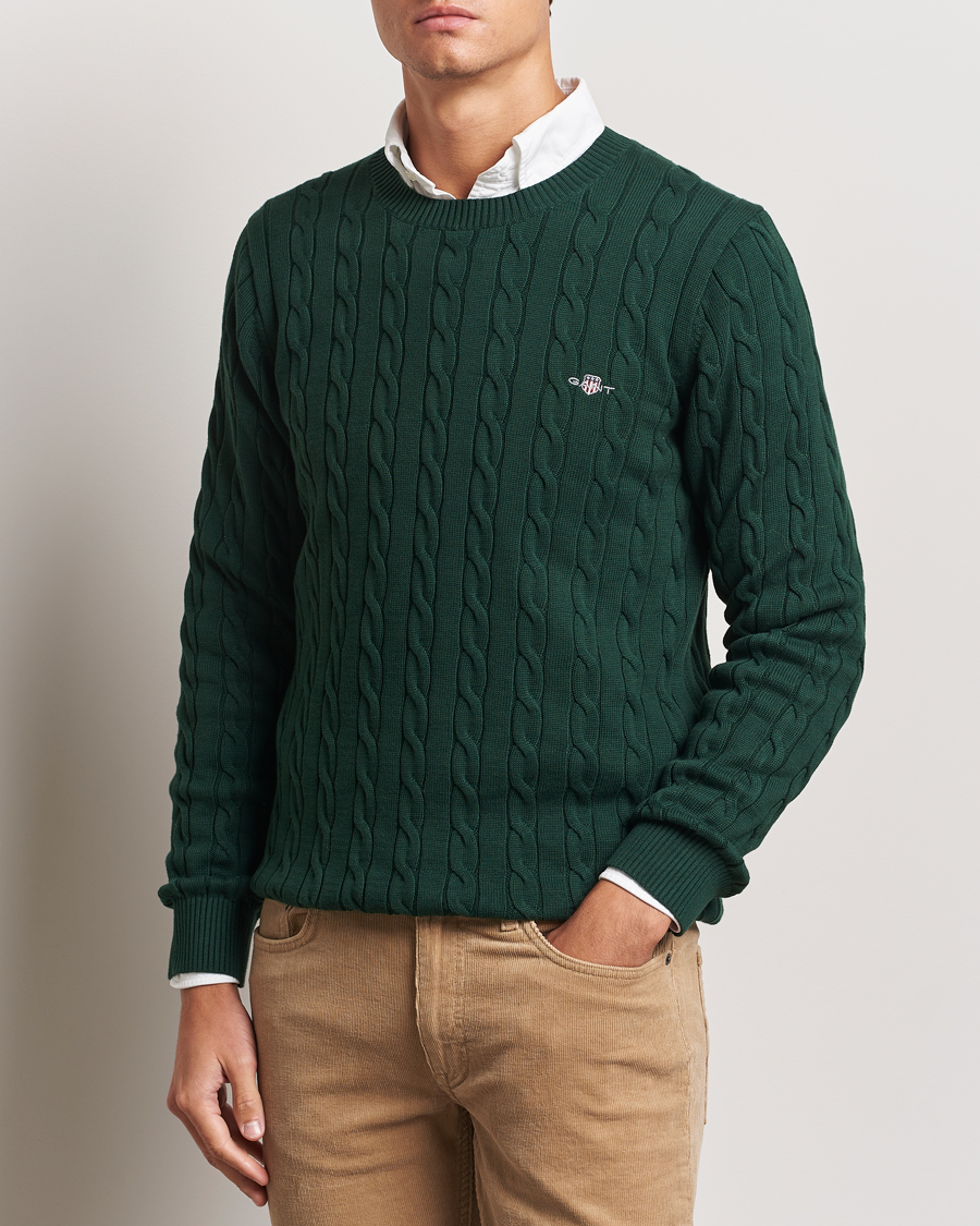 Herren |  | GANT | Cotton Cable Crew Neck Tartan Green