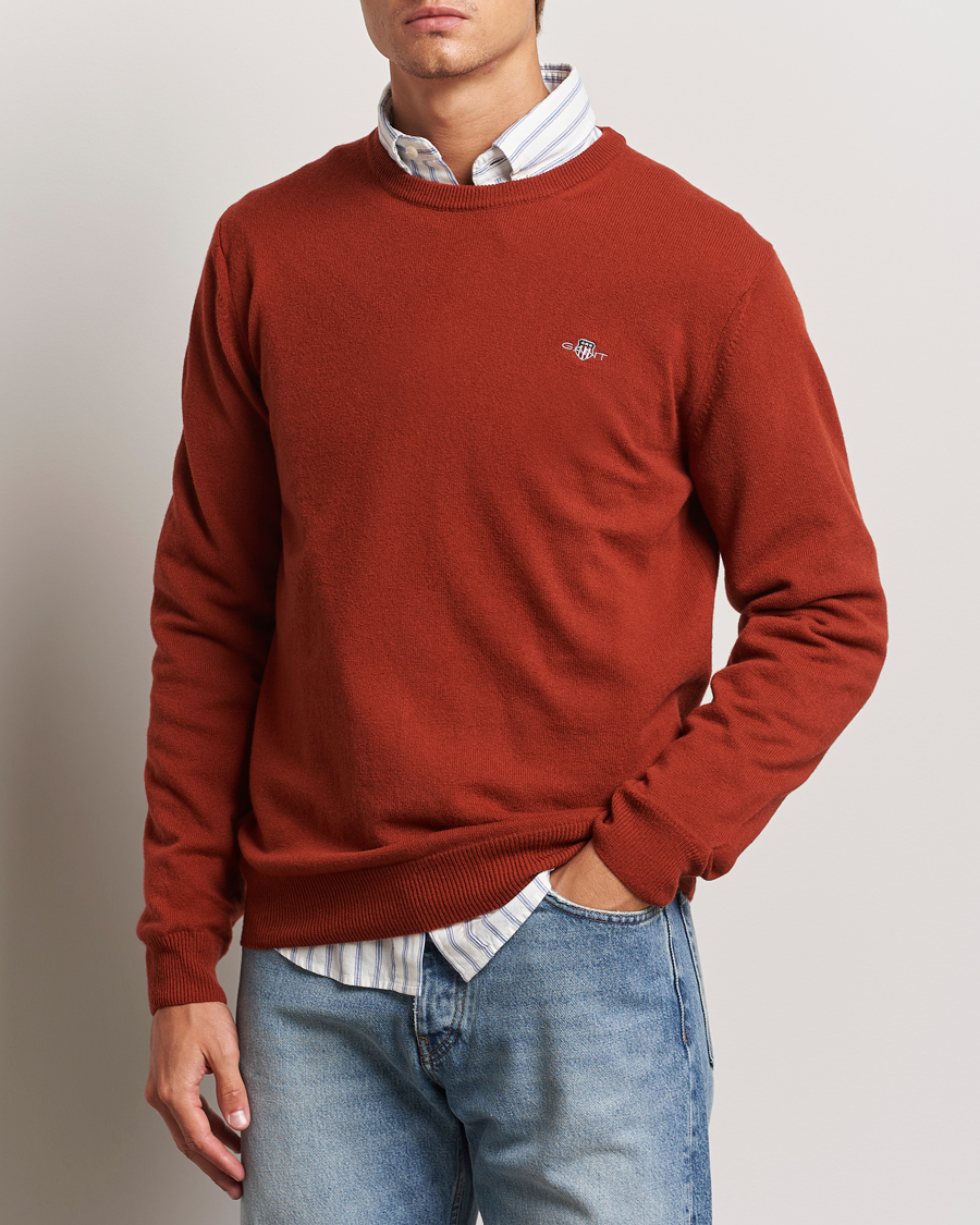 Herren |  | GANT | Lambswool Crew Neck Pullover Iron Red