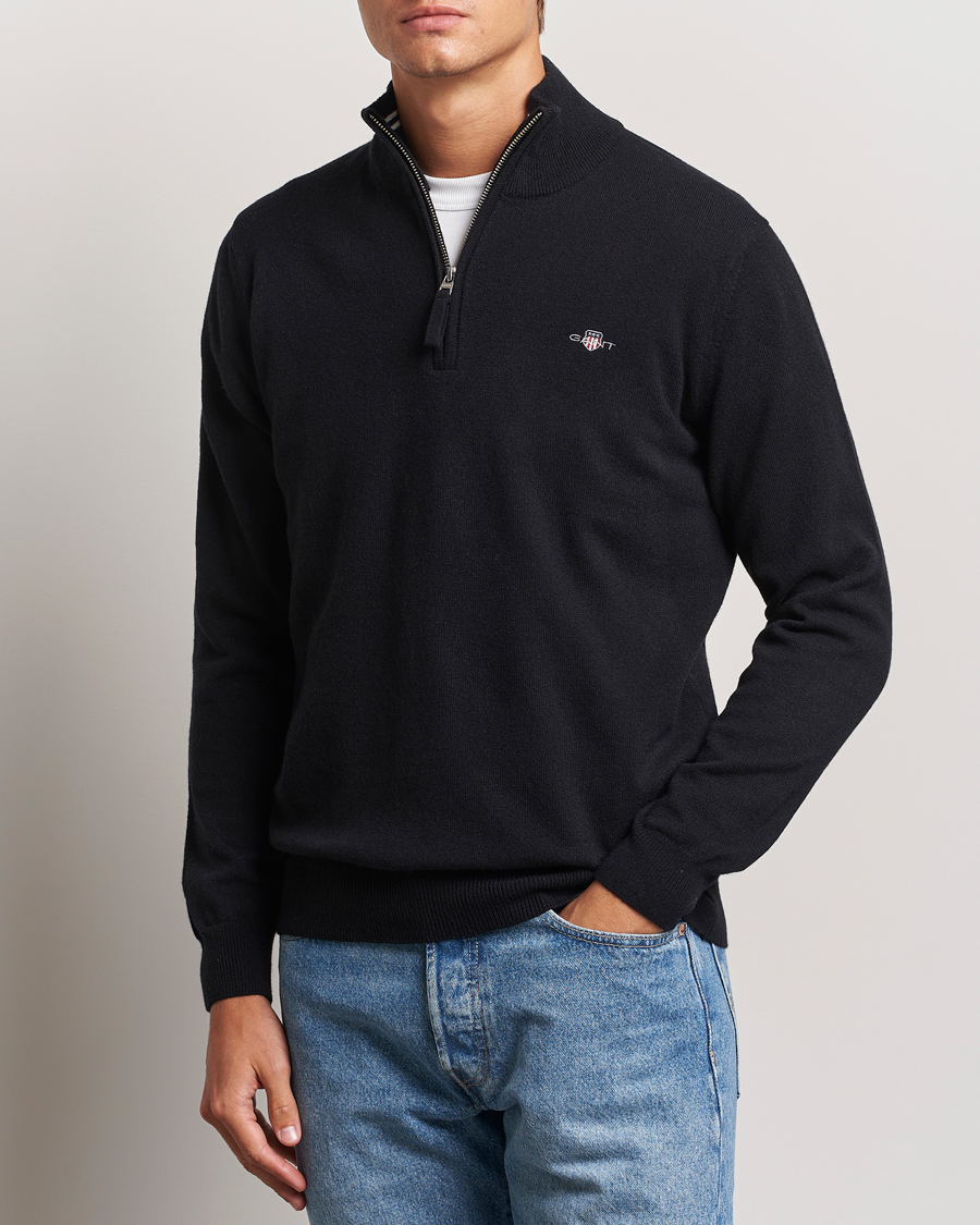 Herren |  | GANT | Lamsbwool Half Zip Black