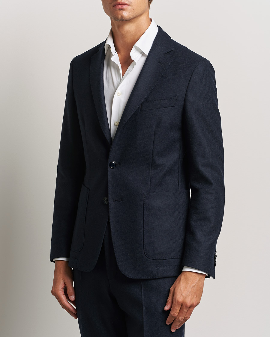 Herren | Wollsakko | BOSS BLACK | Hanry Wool Patch Pocket Blazer Dark Blue