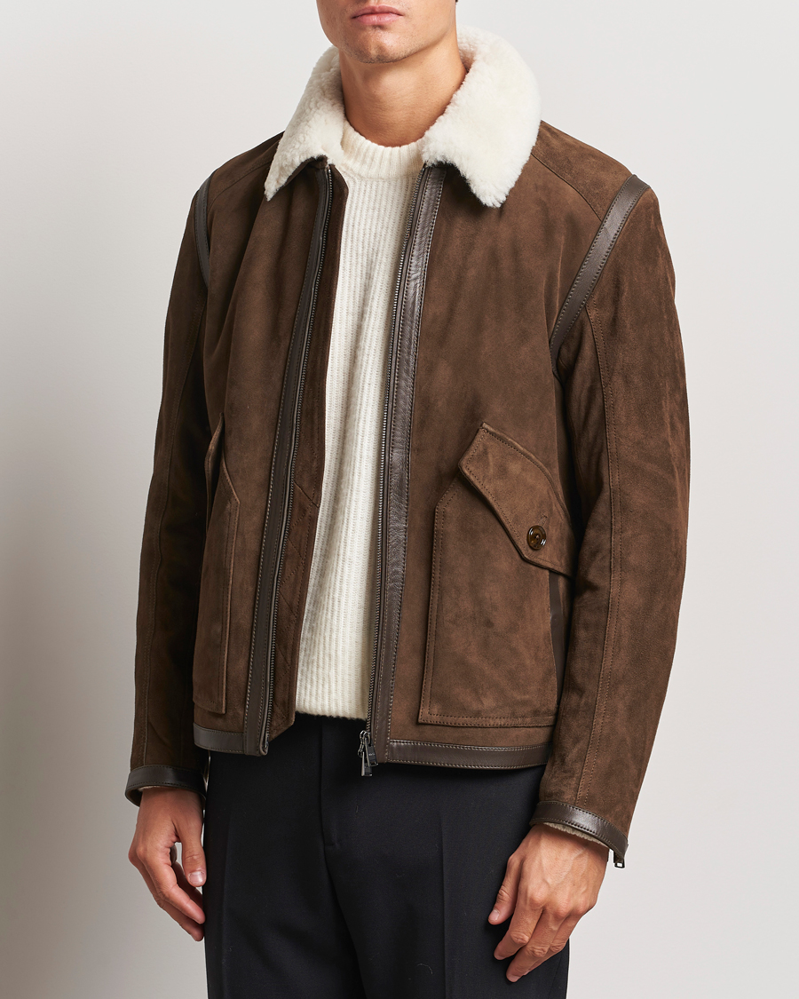 Herren | Jacken | BOSS BLACK | Montel Suede Searling Bomber Jacket Brown