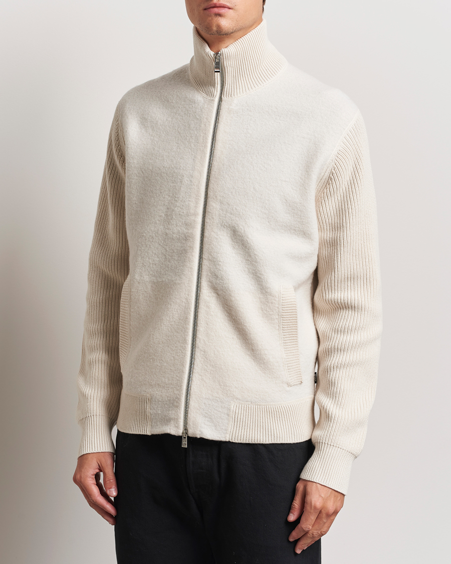 Herren |  | BOSS BLACK | Emeraviglio Wool/Cotton Full Zip Open White