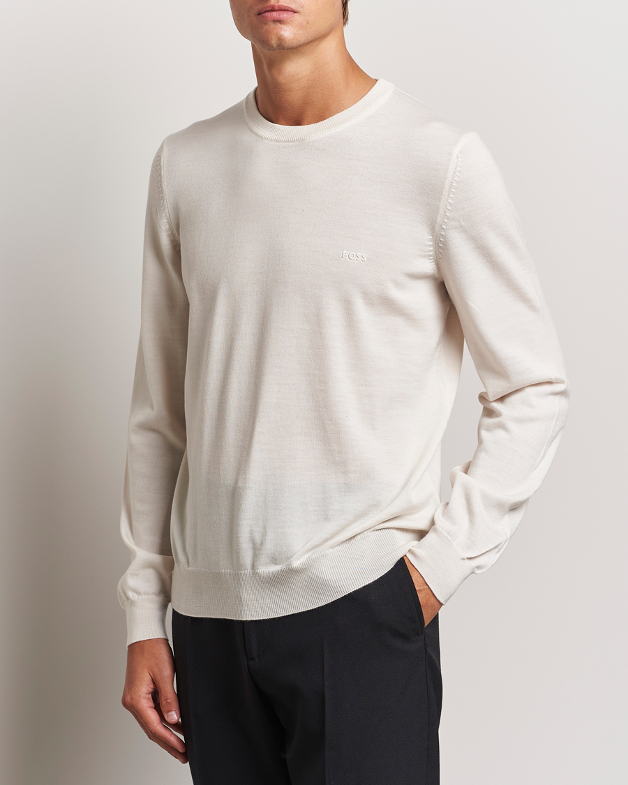 Herren |  | BOSS BLACK | Botto Merino Knitted Pullover Open White