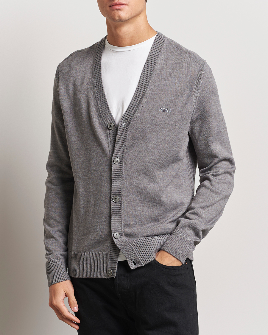 Herren |  | BOSS ORANGE | Avac Wool Knitted Cardigan Light Grey