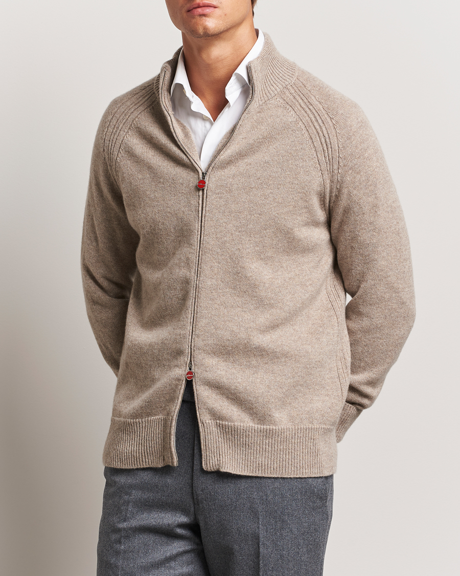 Herren | Full-zip | Kiton | Cashmere Raglan Full Zip Beige