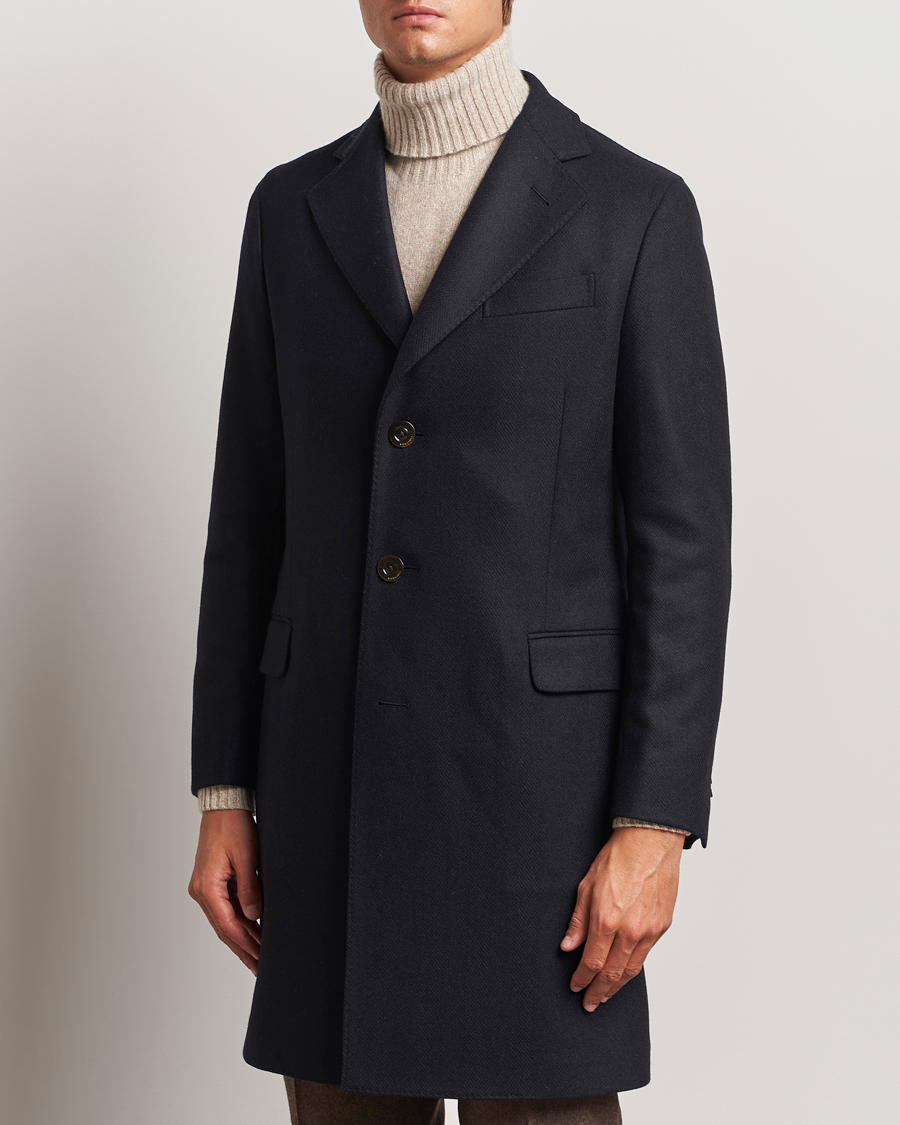 Herren |  | Boglioli | Herringbone Wool Coat Navy