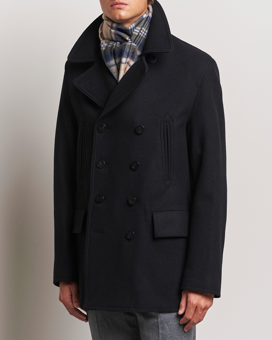 Herren |  | Gloverall | Churchill Reefer Peacoat Black