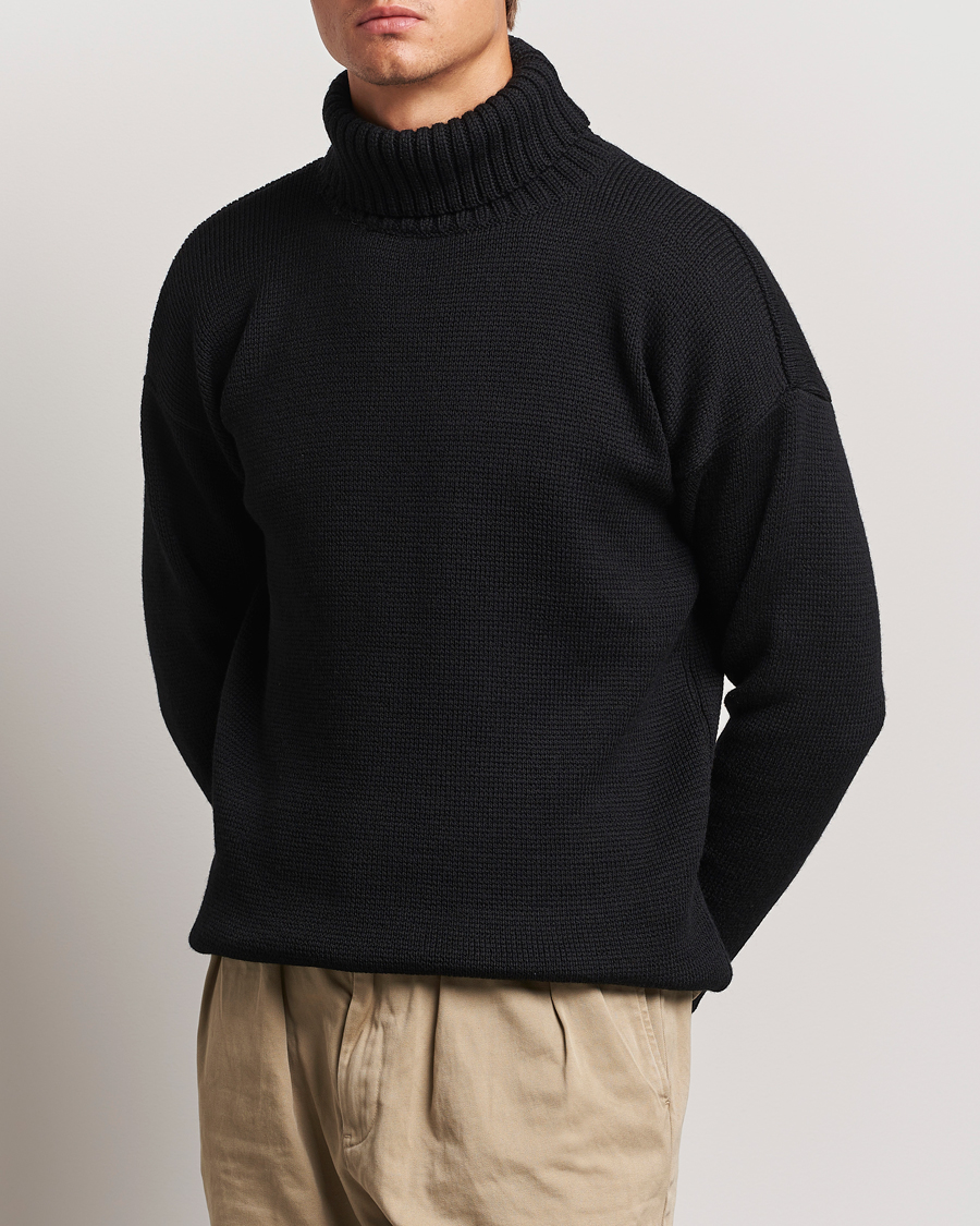 Herren | Gloverall | Gloverall | Submariner Chunky Wool Roll Neck Black