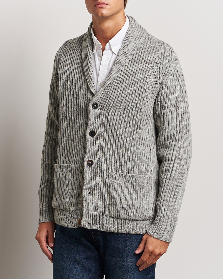 Herren |  | Gloverall | Shawl Collar Cardigan Light Grey