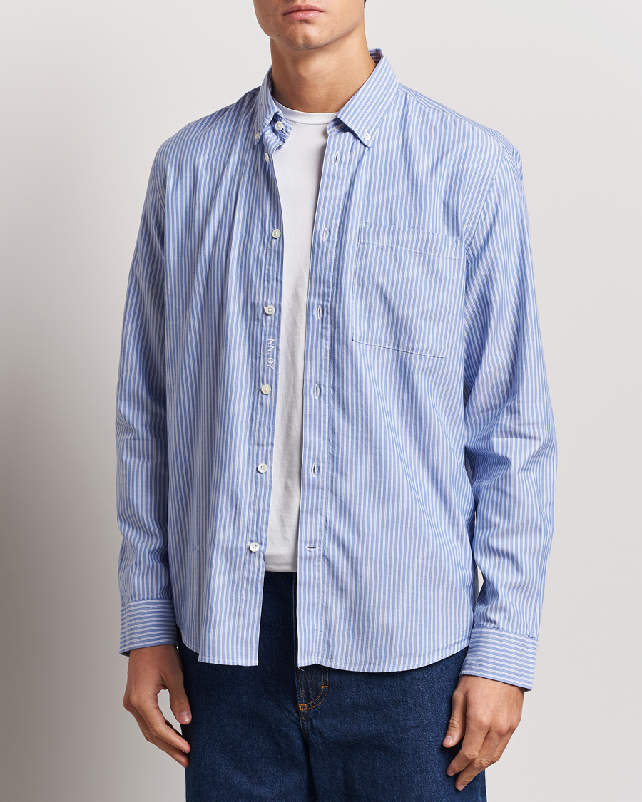 Herren |  | NN07 | Arne Tencel Striped Shirt Blue/White