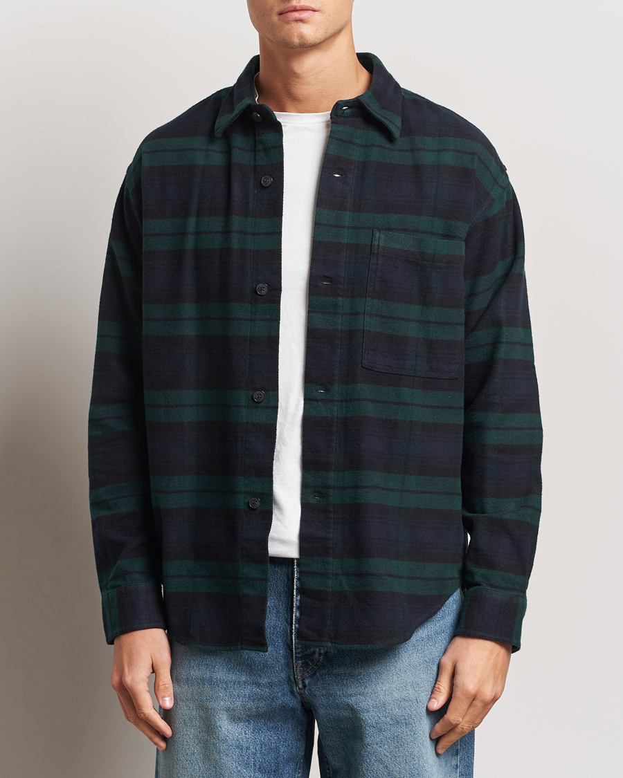 Herren |  | NN07 | Adwin Checked Flannel Overshirt Green/Blue