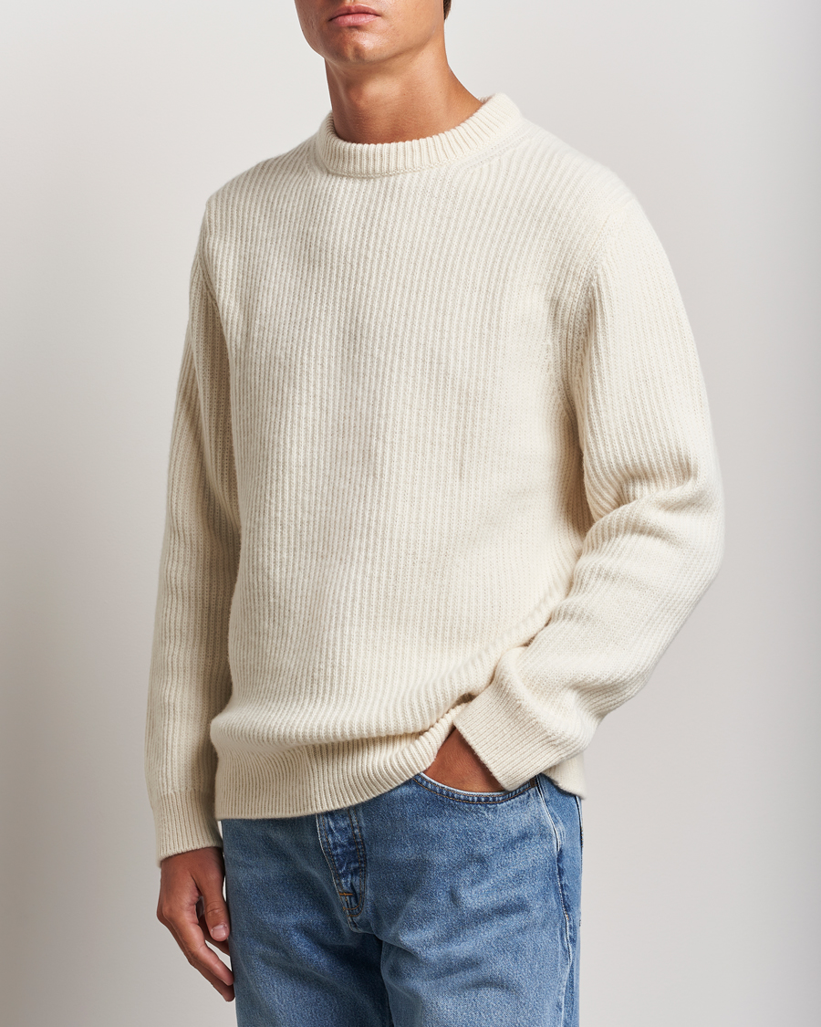 Herren | Strickpullover | Nudie Jeans | August Wool Rib Knitted Sweater Off White
