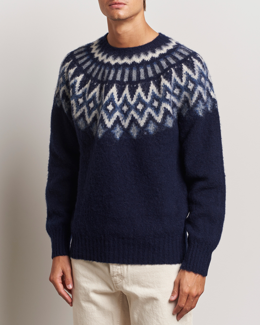 Herren |  | Howlin\' | Brushed Wool Fair Isle Crew Sweater Denim