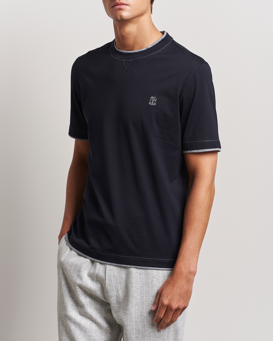 Herren |  | Brunello Cucinelli | Short Sleeve Logo T-Shirt Navy