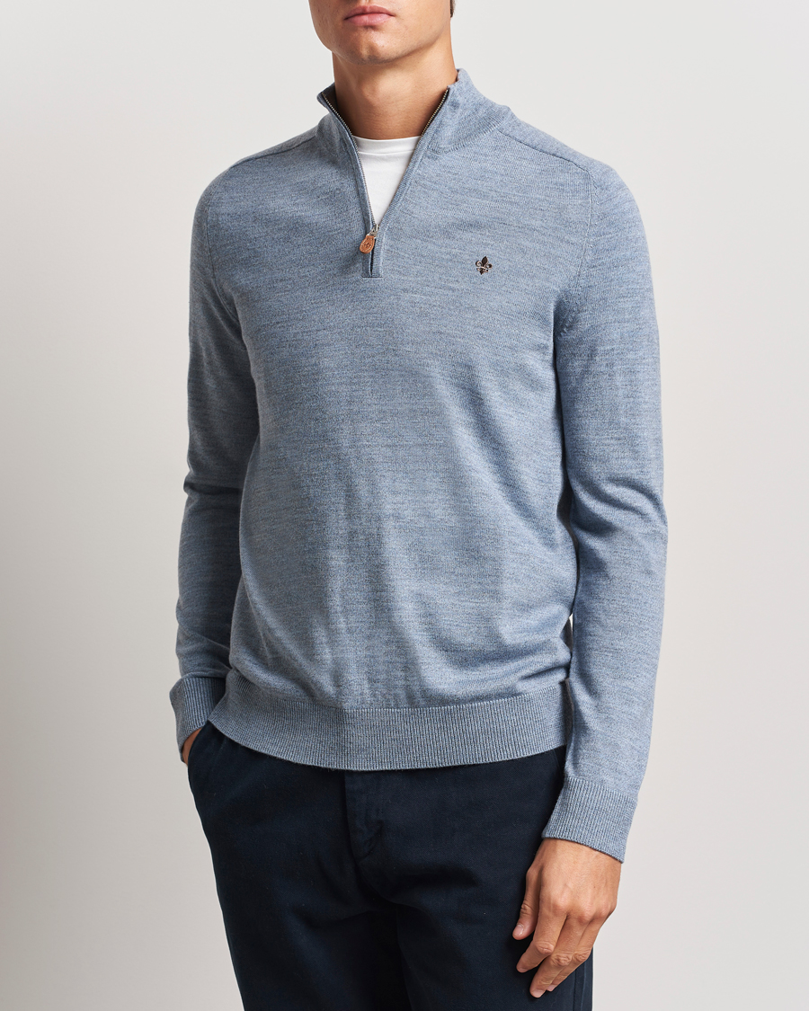 Herren |  | Morris | John Merino Half Zip Light Blue