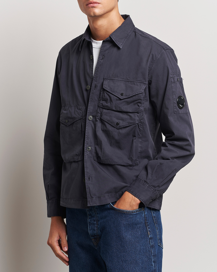 Herren |  | C.P. Company | Organic Cotton Gabardine Pocket Overshirt Washed Blue