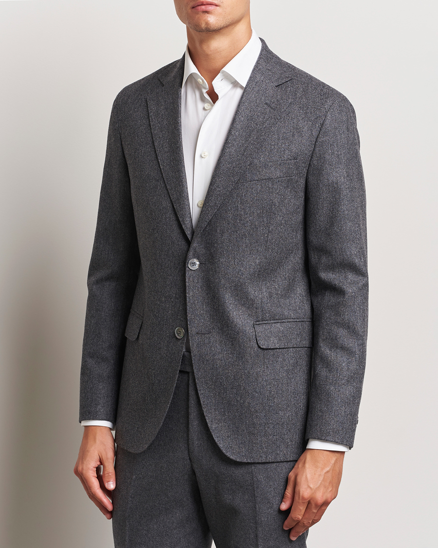 Herren | Smart Casual | Oscar Jacobson | Fogerty Flannel Blazer Dark Grey