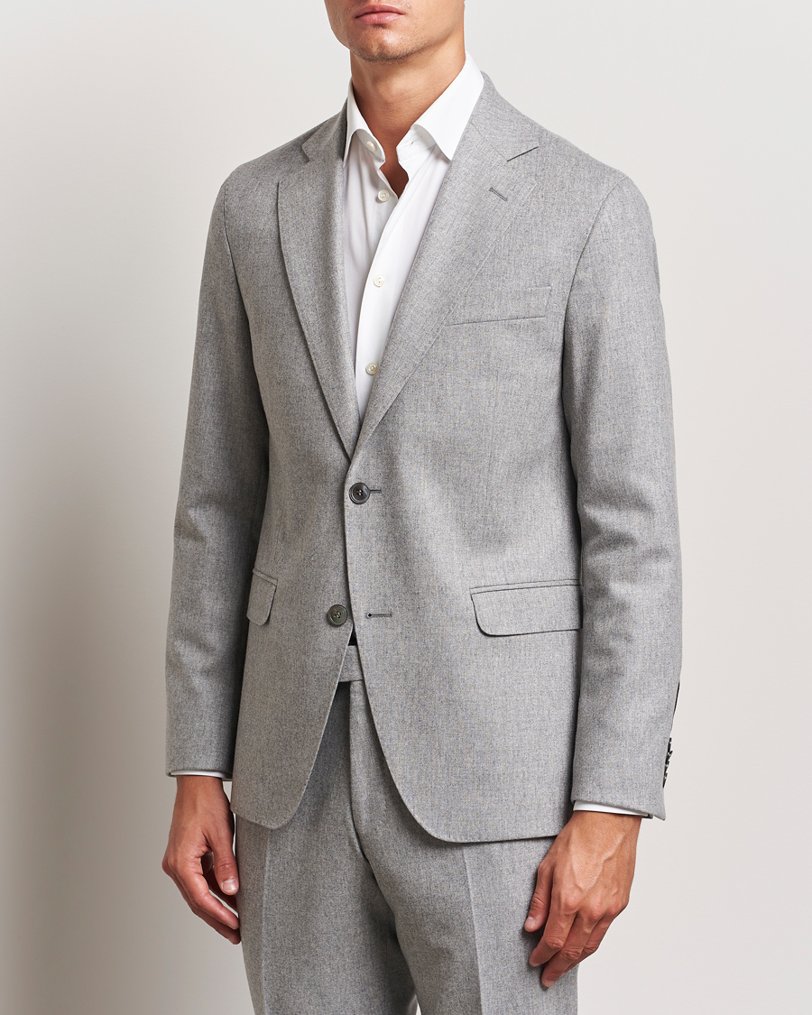 Herren | Business Casual | Oscar Jacobson | Fogerty Flannel Blazer Light Grey