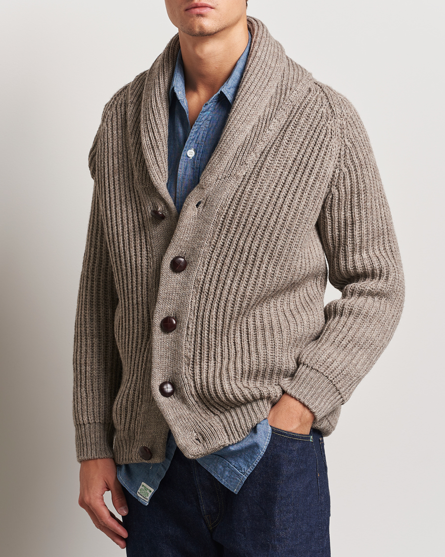 Herren |  | Peregrine | Wilkinson Ribbed Wool Cardigan Light Brown