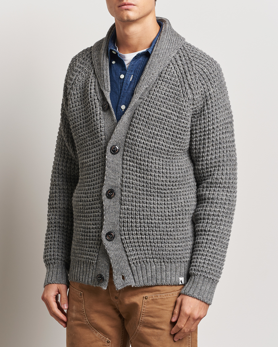 Herren |  | Peregrine | Waffle Wool Shawl Cardigan Steel