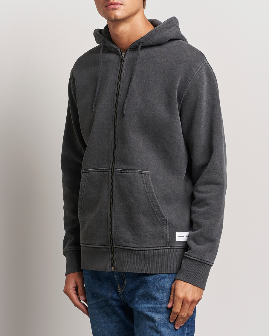 Herren |  | Samsøe Samsøe | Pigment Dyed Full Zip Hoodie Black