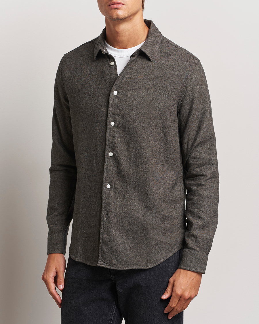 Herren |  | Samsøe Samsøe | Liam Brushed Flannel Shirt Major Brown Melange