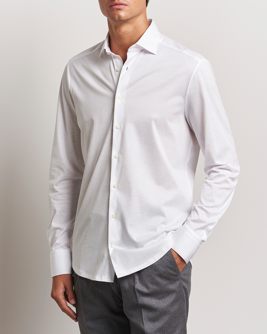 Herren |  | Stenströms | Slimline Stretch Jersey Shirt White