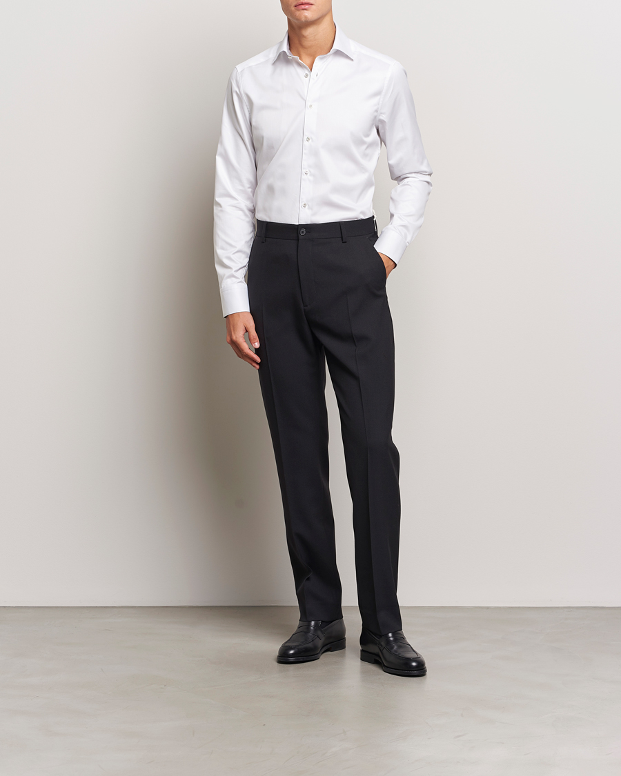 Herren | Cocktail | Stenströms | Slimline Contrast Cut Away Shirt White/Grey