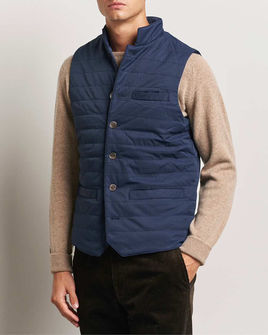 Herren | Neue Produktbilder | Stenströms | Dressed Mid Layer Twill Gilet Navy