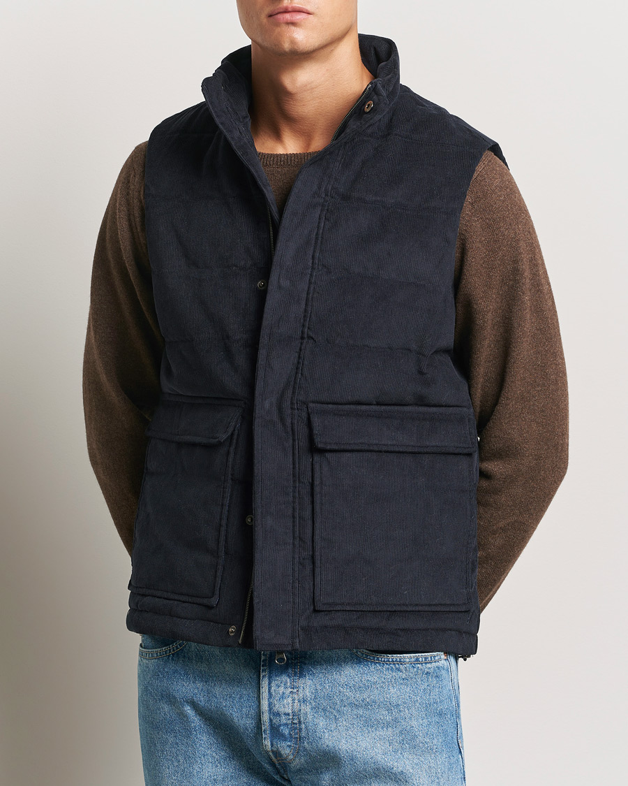 Herren | Neue Produktbilder | Stenströms | Pocket Corduroy Vest Navy