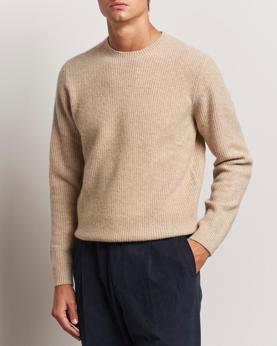 Herren |  | Stenströms | Knitted Ribbed  Yak/Merino Sweater Beige