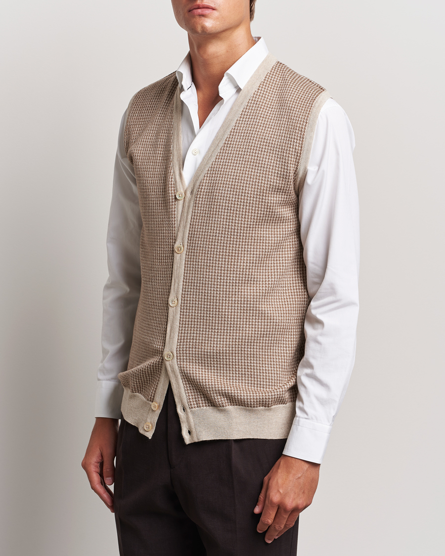 Herren |  | Stenströms | Pepita Merino Wool Vest Brown