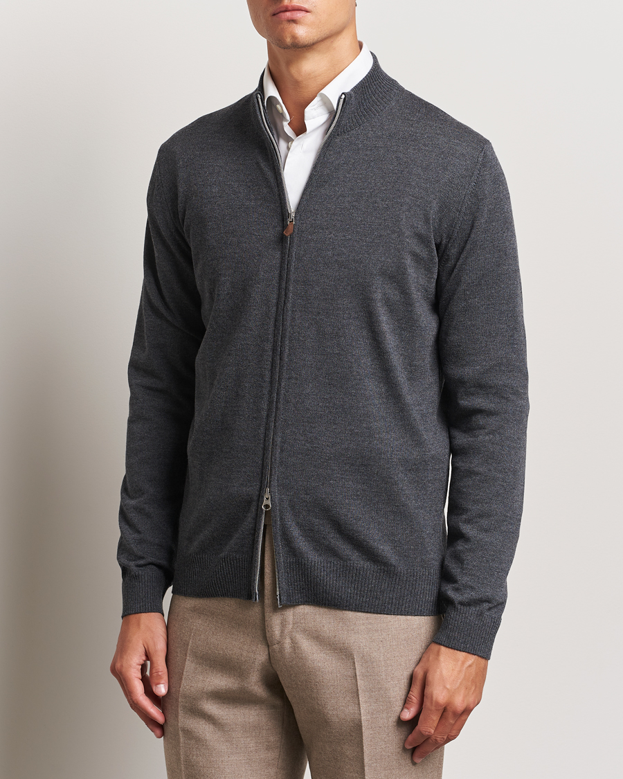 Herren |  | Stenströms | Merino Full Zip Dark Grey