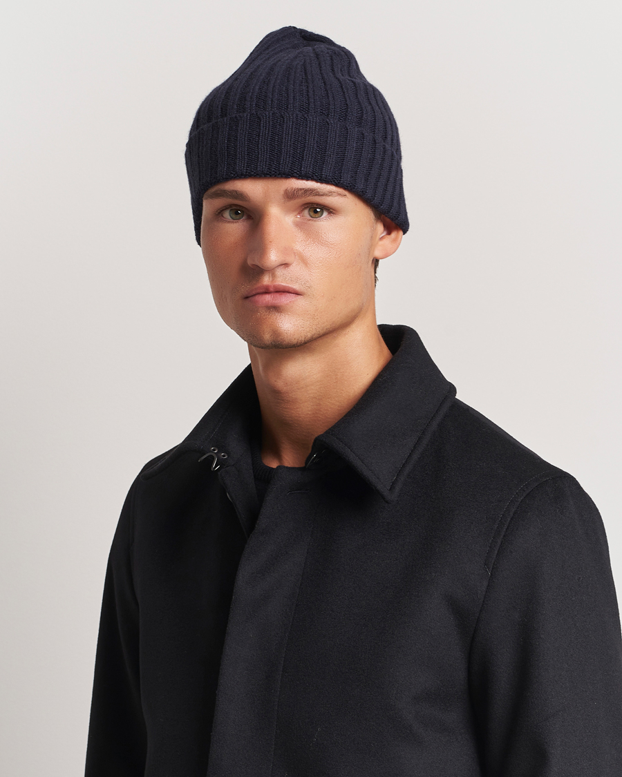 Herren |  | Stenströms | Ribbed Cotton/Cashmere Hat Navy