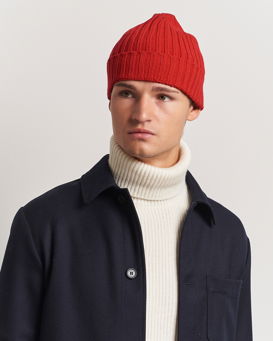 Herren |  | Stenströms | Ribbed Cotton/Cashmere Hat Red